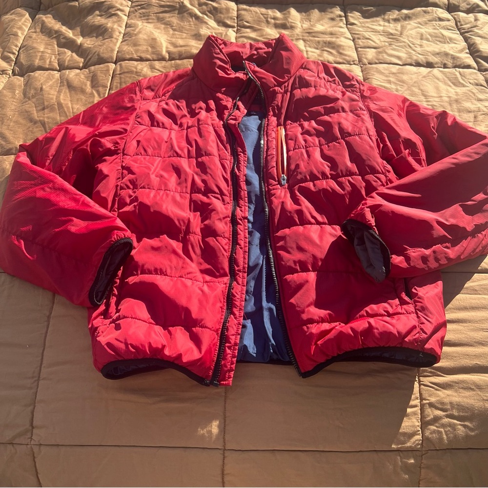 Tommy Hilfiger Red Puffer Performance Jacket  Blue Lining Thermcore Size Large